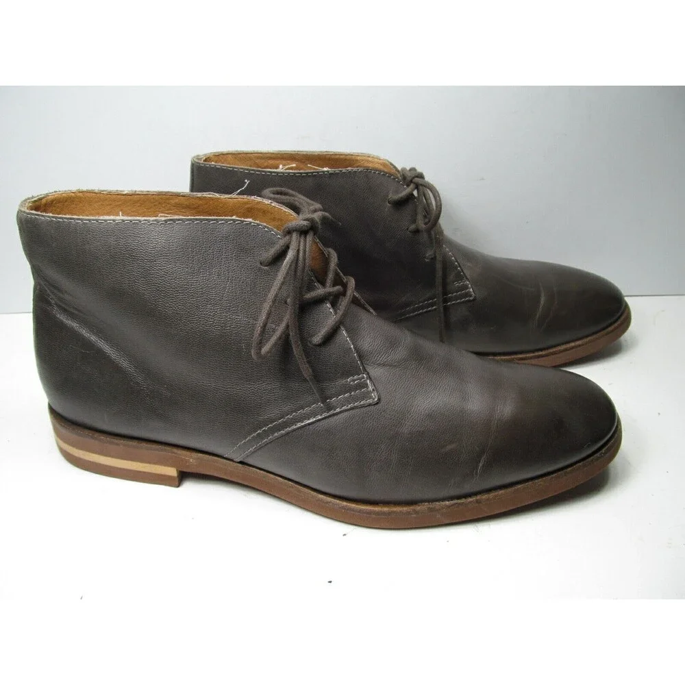 Saks Fifth Avenue Mens Gray  Leather 3 Eye Ankle Boots Size US 13